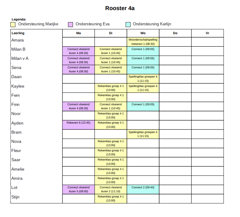 Activiteitenrooster