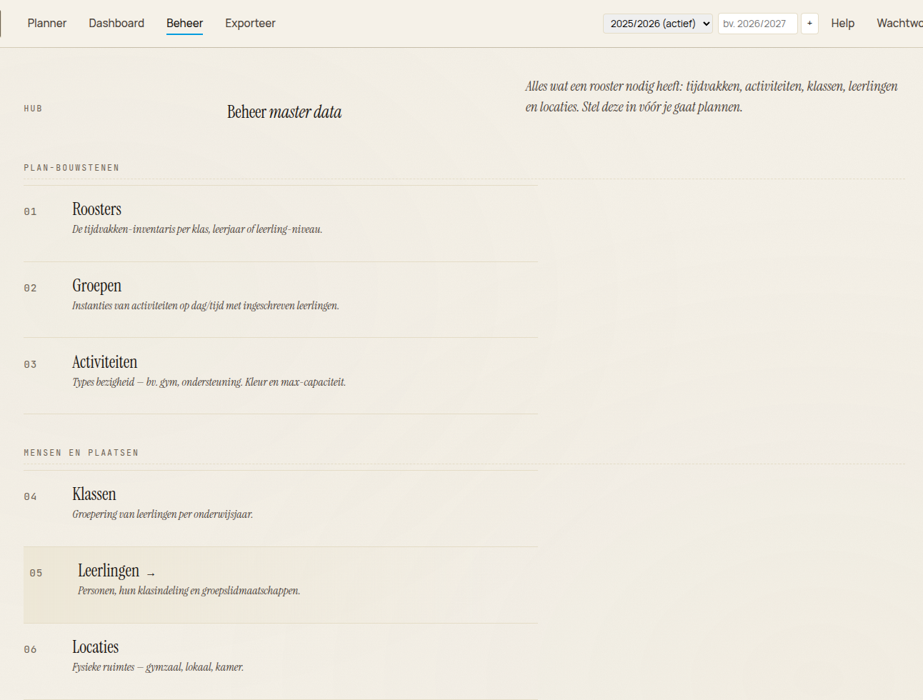 Activiteitenrooster